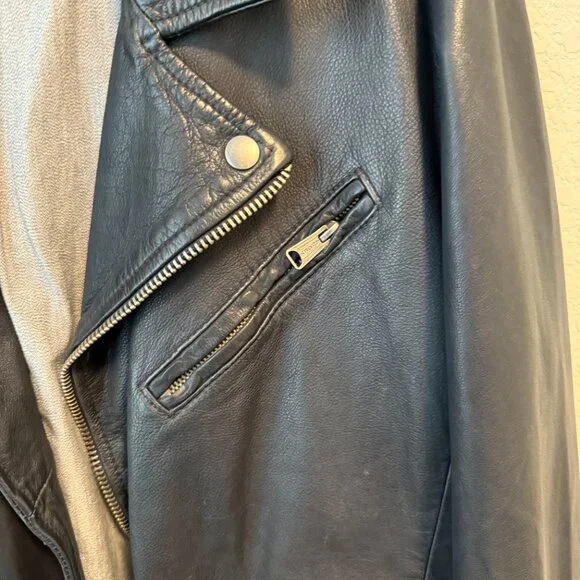 Black Motorcycle Leather JacketL